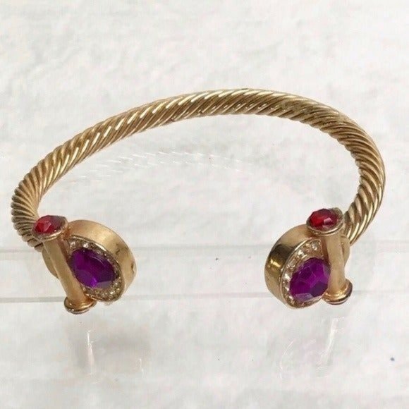 Bold Gold & Purple  Elegant  Earrings & Bracelet Jewelry Set - Picture 10 of 10